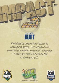 2010 NRL Champions - Impact Signature Gold #IS37 Luke Burt Back